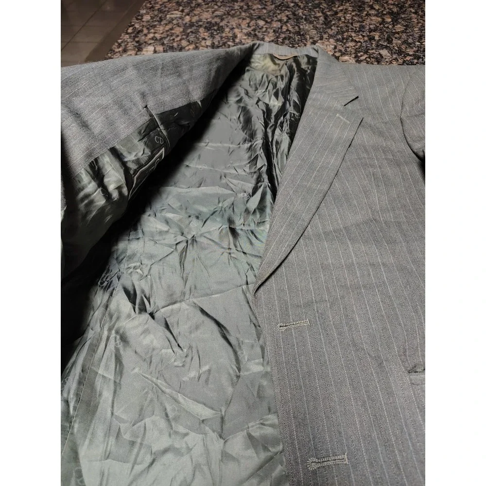 Christian Dior Monsieur Gray Pinstripe Blazer Vintage Tailored USA Suit Coat